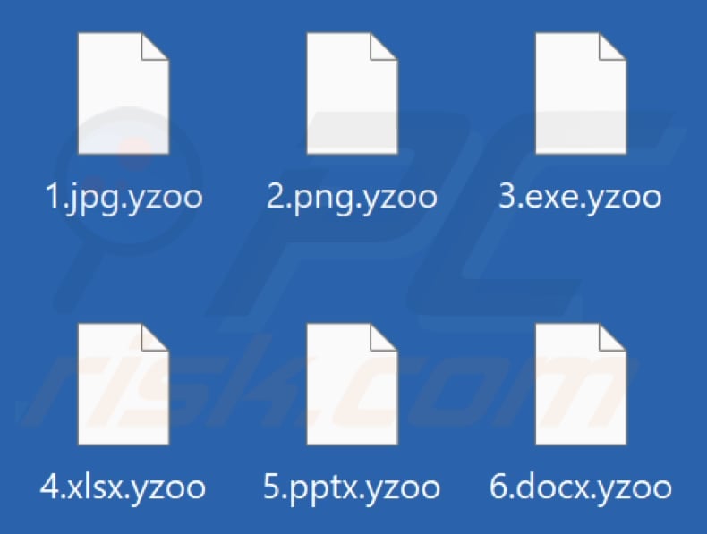 Files encrypted by Yzoo ransomware (.yzoo extension)