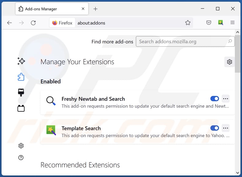 Removing ApteryxOwenii malicious extension from Mozilla Firefox step 2