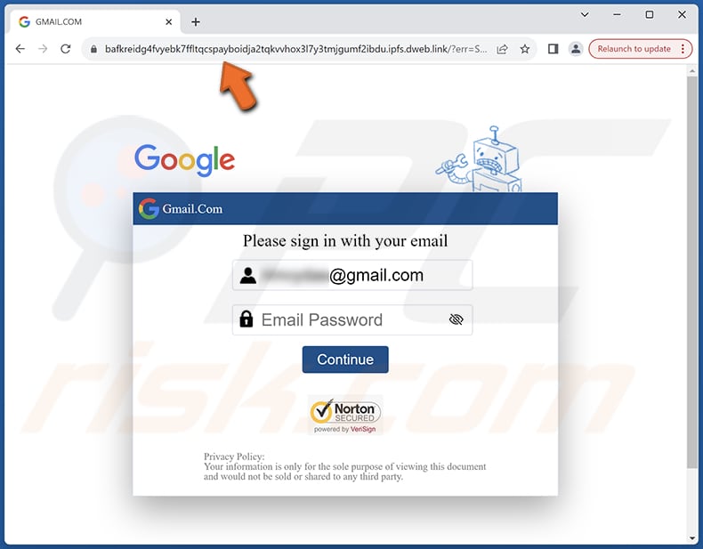 DHL incoming shipment notification email scam phishing page