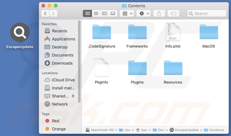 EscapeUpdate adware install folder