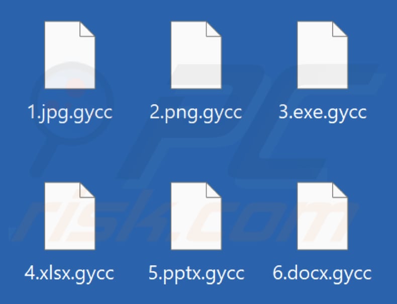 Files encrypted by Gycc ransomware (.gycc extension)