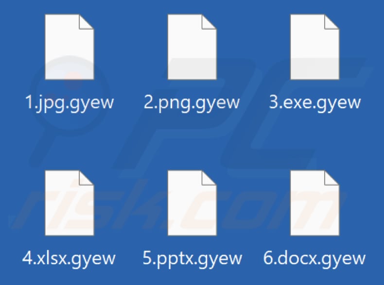 Files encrypted by Gyew ransomware (.gyew extension)