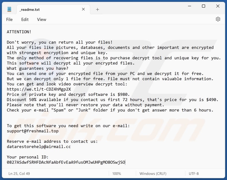 Gyew ransomware text file (_readme.txt)