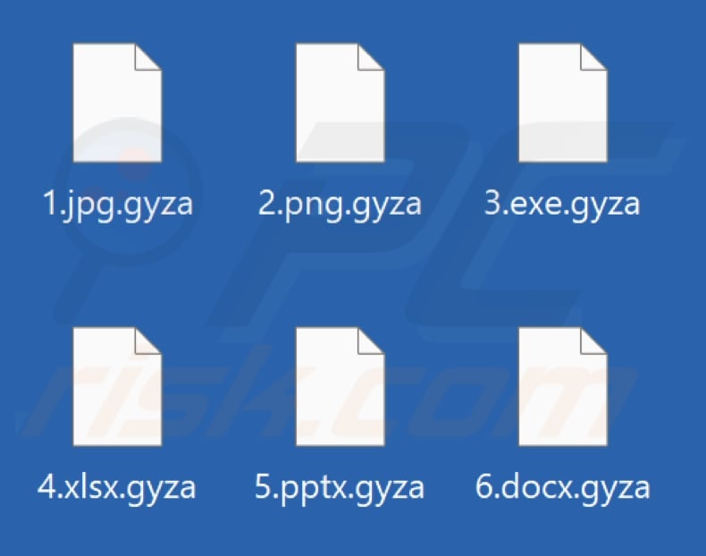 Files encrypted by Gyza ransomware (.gyza extension)