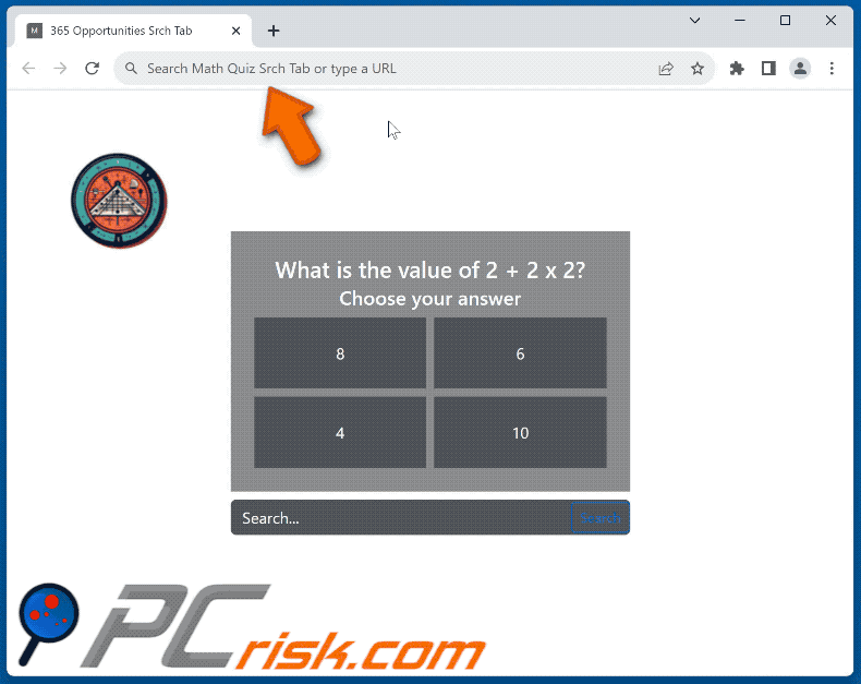 Math Quiz Srch Tab browser hijacker longsearches.com redirects to nearbyme.io