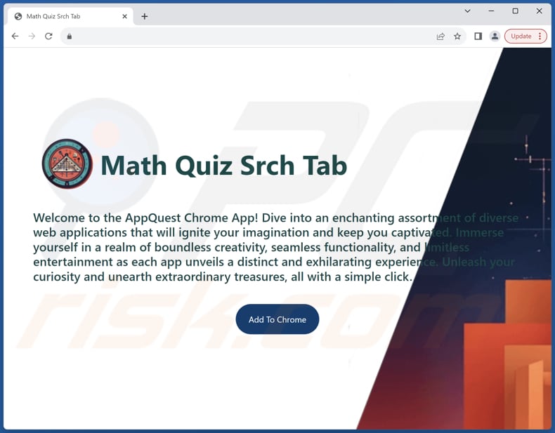 Website used to promote Math Quiz Srch Tab browser hijacker