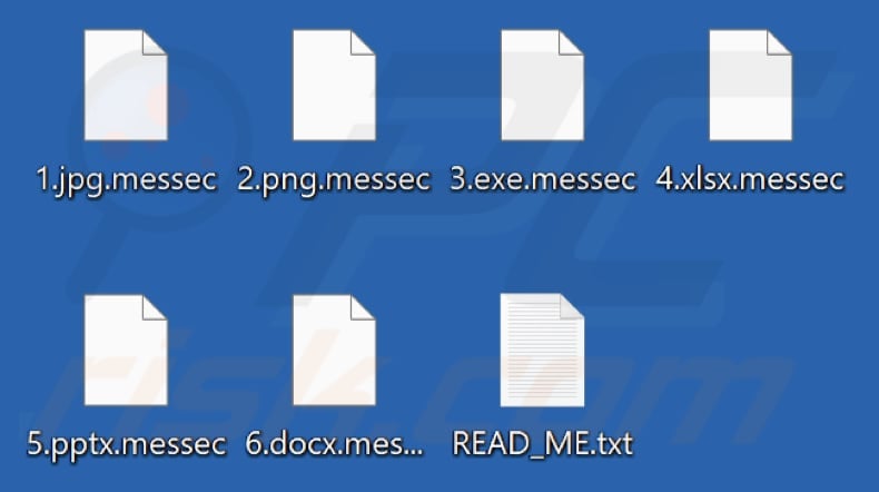 Files encrypted by Messec ransomware (.messec extension)