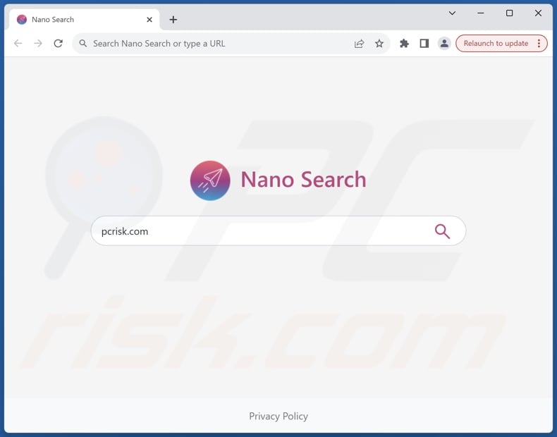 Nano Search browser hijacker homepage