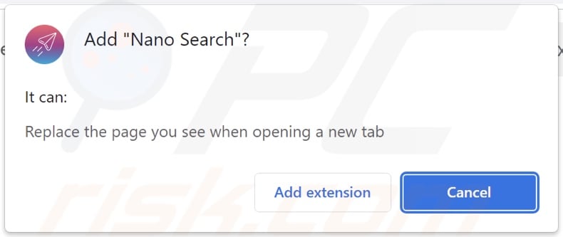 Nano Search browser hijacker asking for permissions