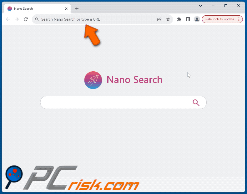 Nano Search browser hijacker redirecting to Bing (GIF)