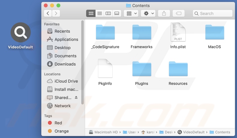 VideoDefault adware install folder