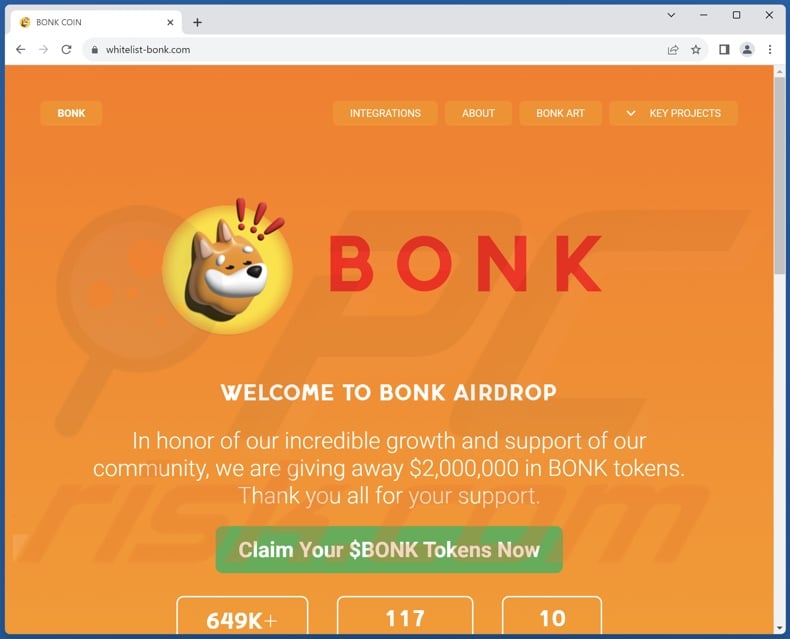 Bonk Coin Airdrop Giveaway scam
