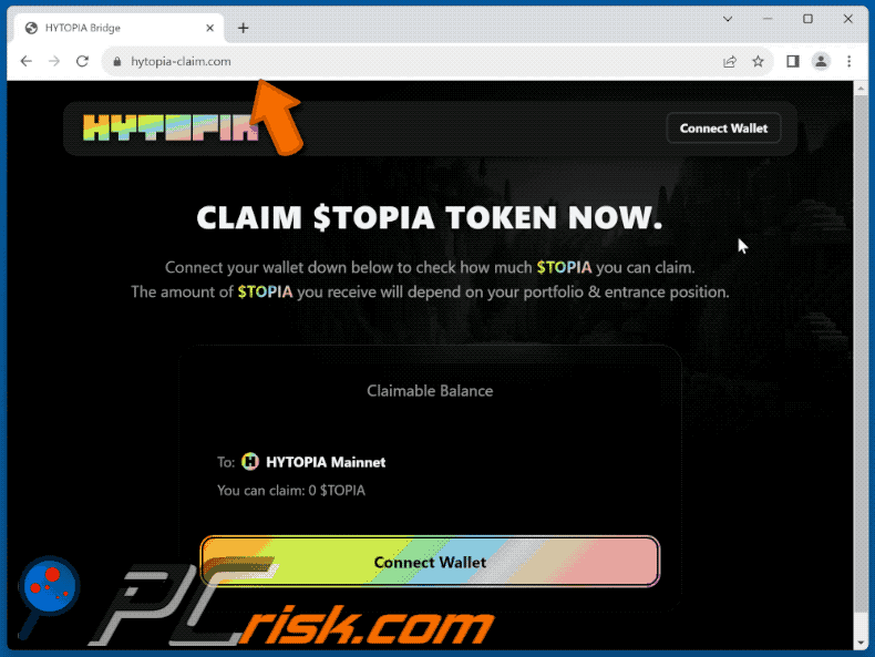 Appearance of CLAIM HYTOPIA TOKEN scam (GIF)