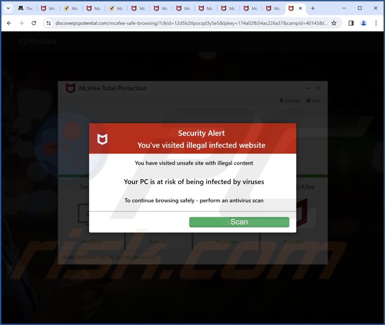 discoverpcpotential[.]com pop-up redirects