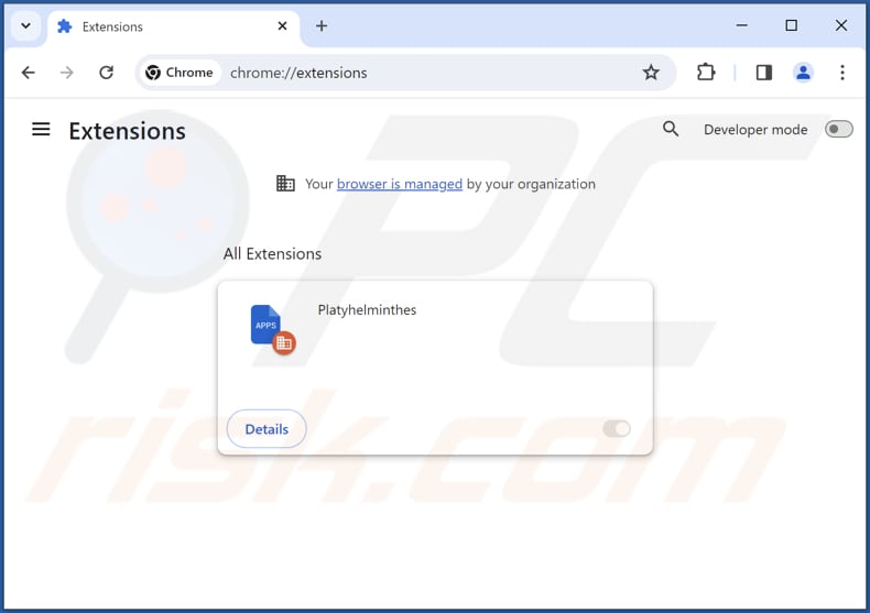 Removing Platyhelminthes malicious extension from Google Chrome step 2