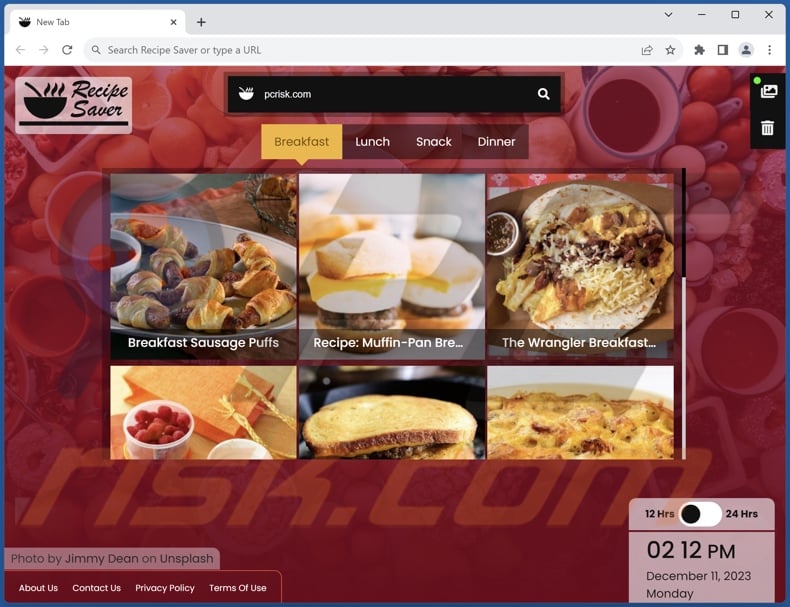 Recipe Saver browser hijacker homepage