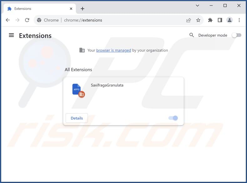 Removing SaxifragaGranulata malicious extension from Google Chrome step 2