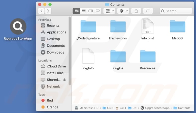 UpgradeStoreApp adware install folder