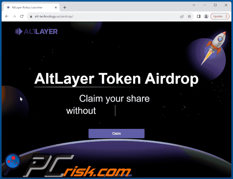 Appearance of AltLayer Token Airdrop scam (GIF)