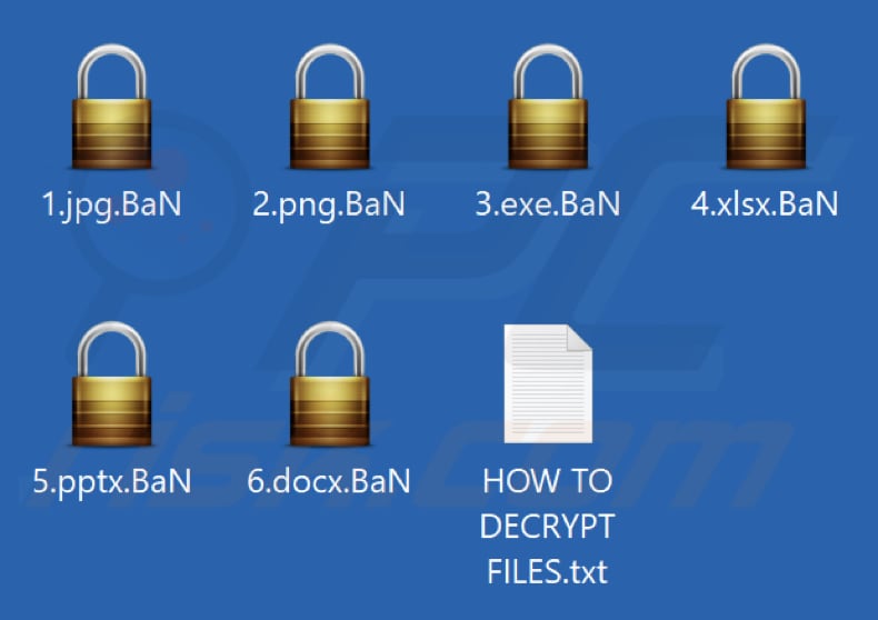 Files encrypted by BaN ransomware (.BaN extension)