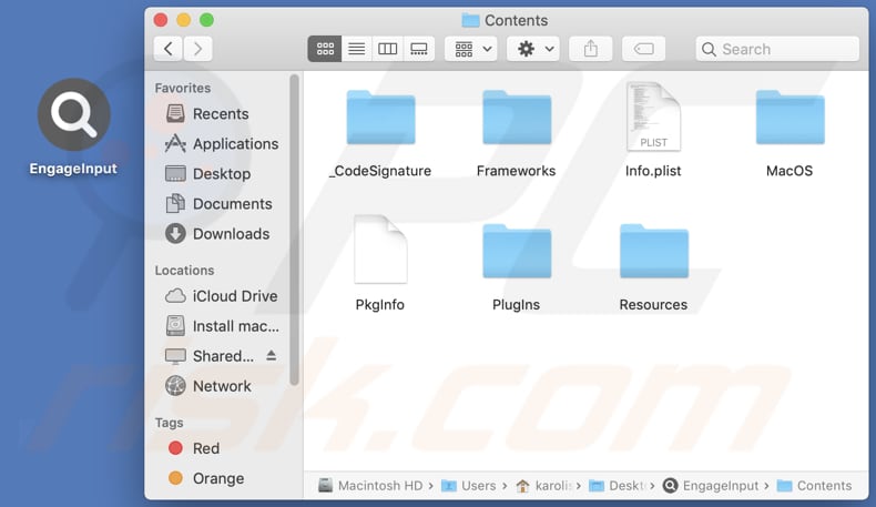 EngageInput adware installation folder
