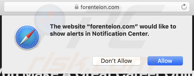 MacOS Is Infected - Virus Found Notification Scam website asking for permission to send notifications on Safari