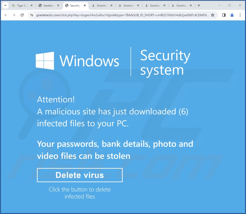 Malicious Site Has Downloaded Infected Files To Your PC scam
