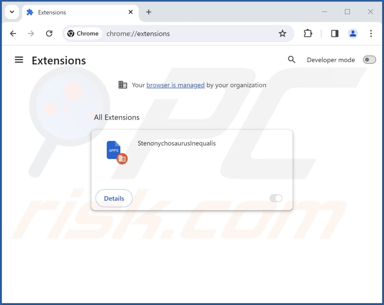 Removing StenonychosaurusInequalis malicious extension from Google Chrome step 2