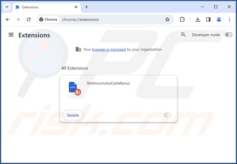 Removing StratocumulusCastellanus malicious extension from Google Chrome step 2