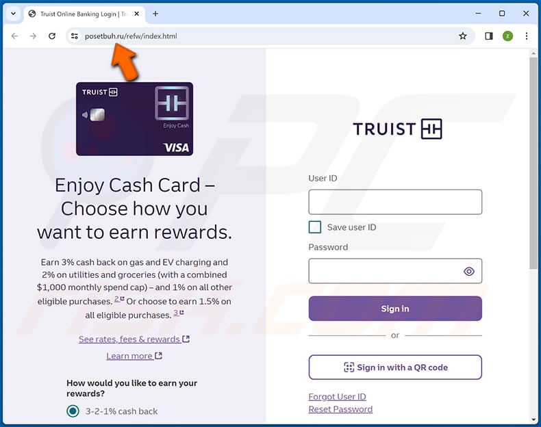 Phishing site promoted via Truist Online Banking Profile scam email (2024-01-11)