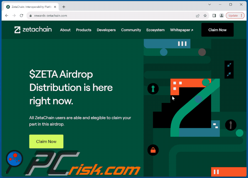 Appearance of ZetaChain Airdrop scam (GIF)