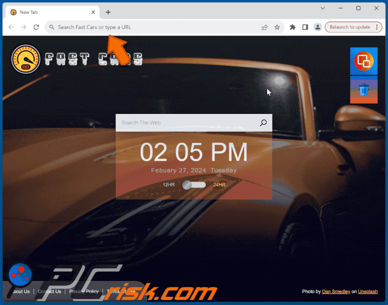 Fast Cars browser hijacker promotes bing.com