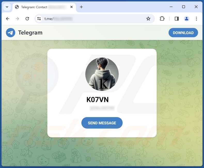 Rage malware developer Telegram account