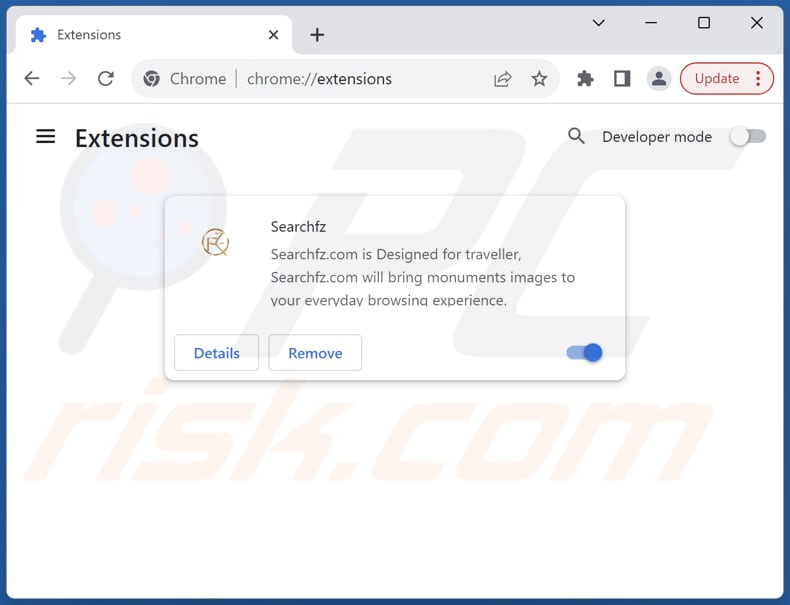 Removing searchfz.com related Google Chrome extensions