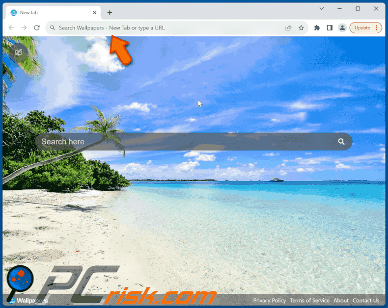 Wallpapers - New Tab browser hijacker redirecting to Bing (GIF)