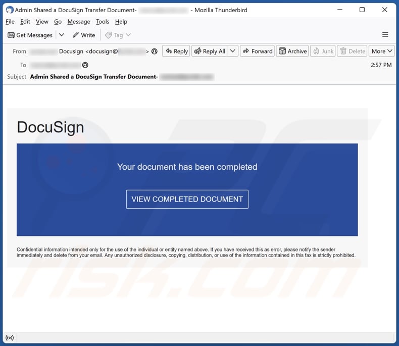 DocuSign - Completed Document email spam campaign
