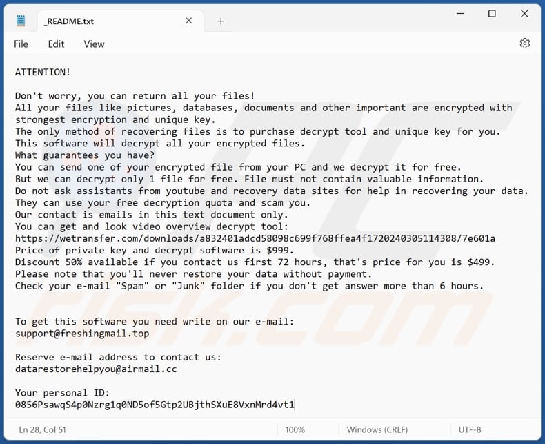 Kool ransomware text file (_README.txt)