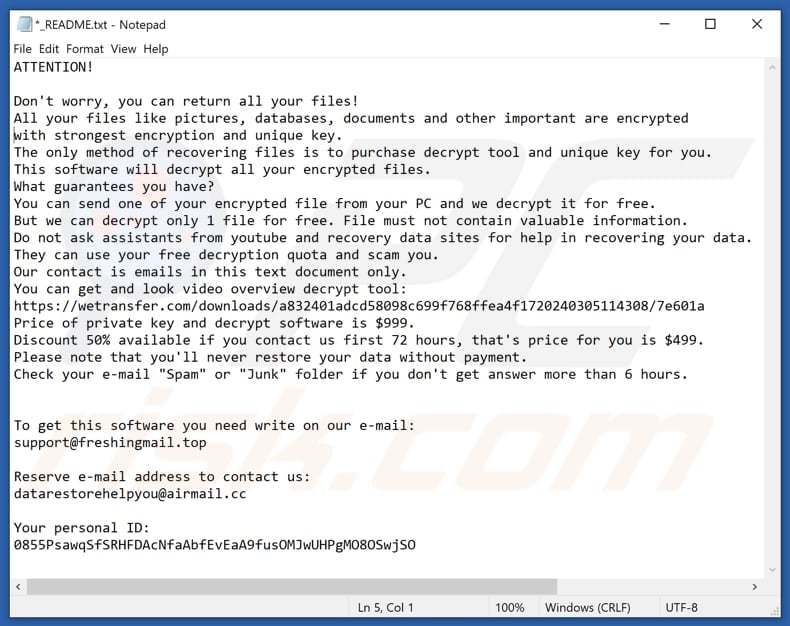 Nood ransomware text file (_README.txt)