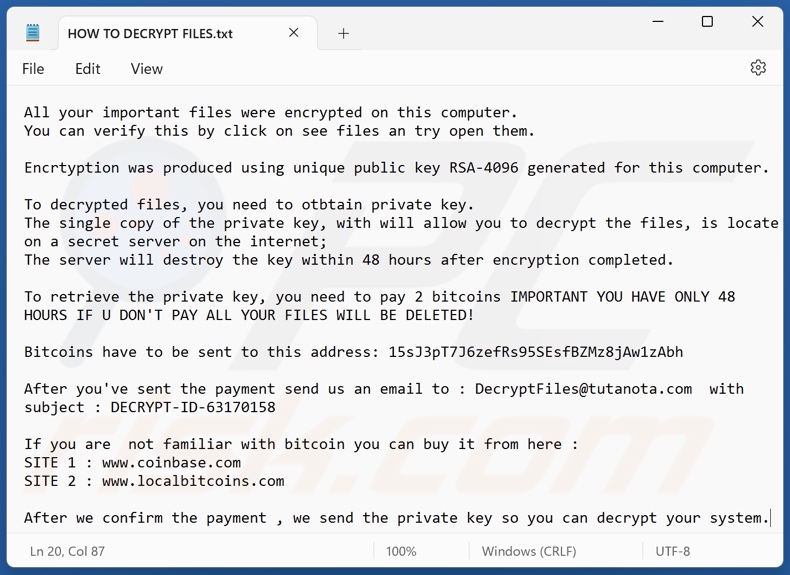 RSA-4096 ransomware ransom note (HOW TO DECRYPT FILES.txt)