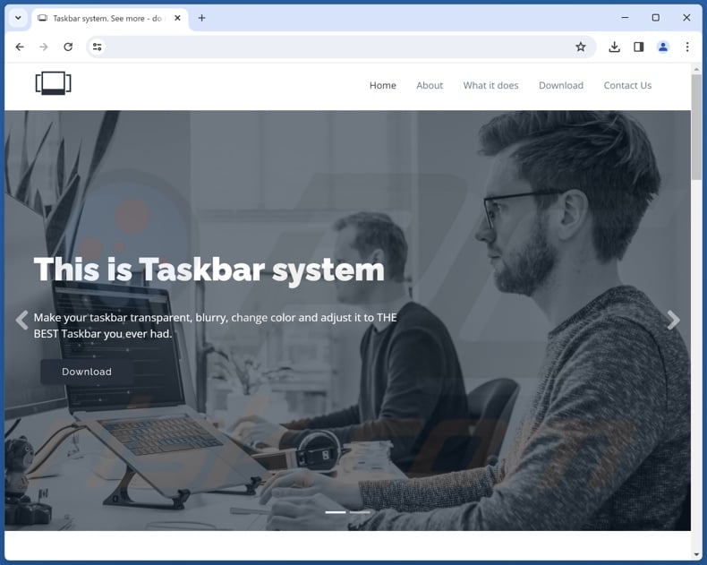 Website used to promote Taskbar system PUA