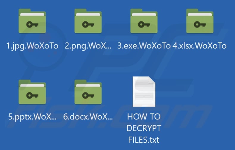 Files encrypted by WoXoTo ransomware (.WoXoTo extension)