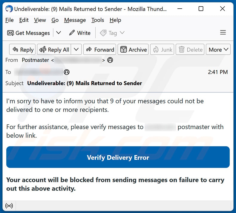 Your Messages Couldn't Be Delivered email scam (2024-03-05)