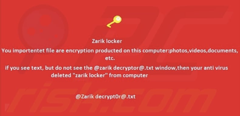 Zarik Locker ransomware wallpaper