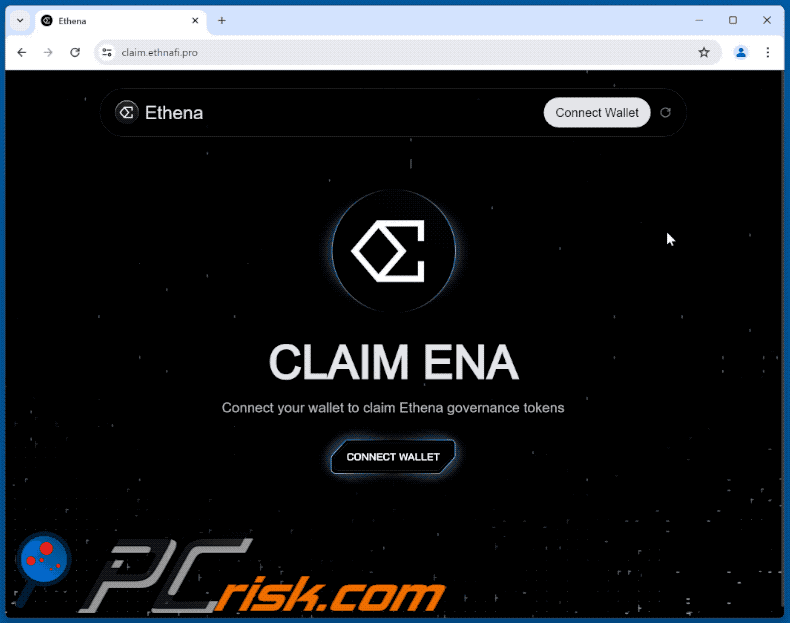 Appearance of Claim Ethena scam (GIF)