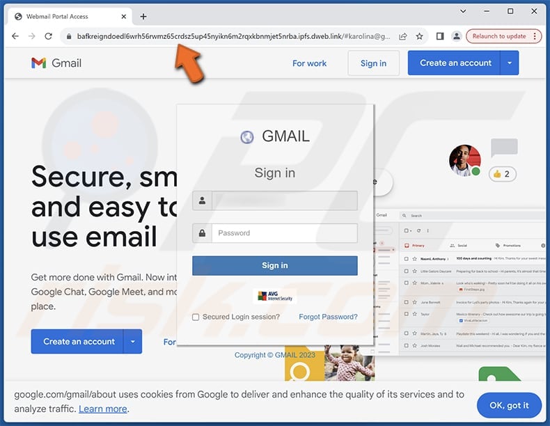 Collaborative Teams email scam phishing page