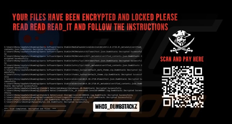 DumbStackz ransomware wallpaper