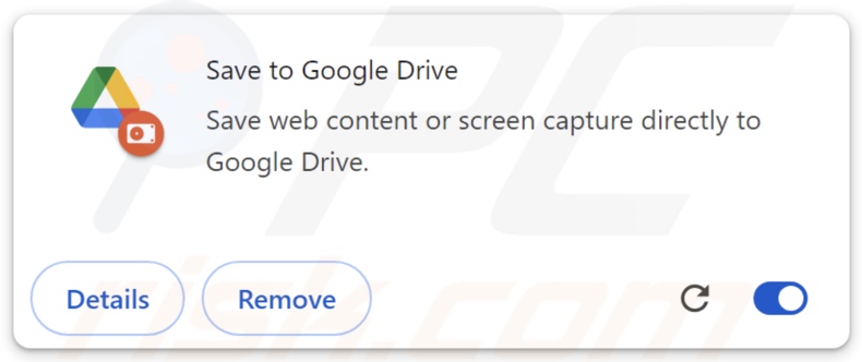 Fake Save to Google Drive browser extension