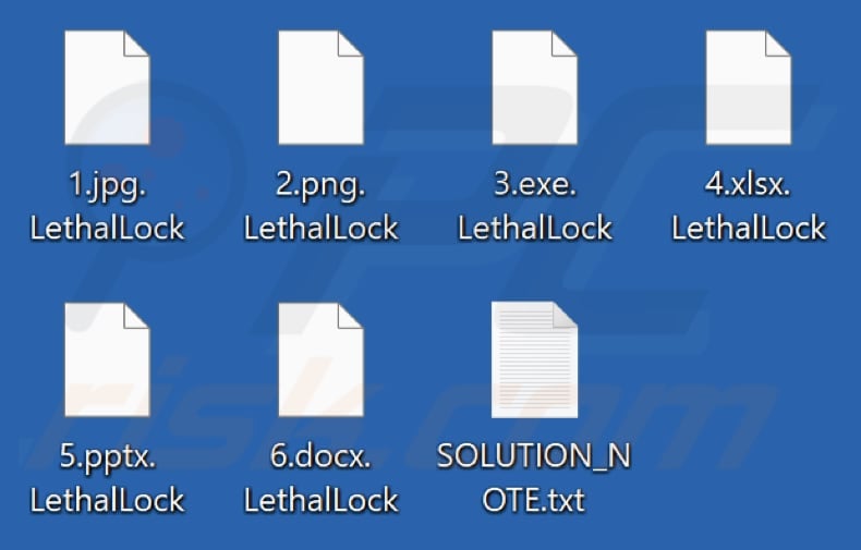 Files encrypted by Lethal Lock ransomware (.LethalLock extension)