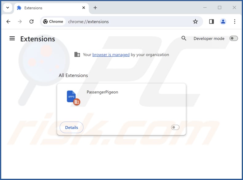 Removing PassengerPigeon malicious extension from Google Chrome step 2