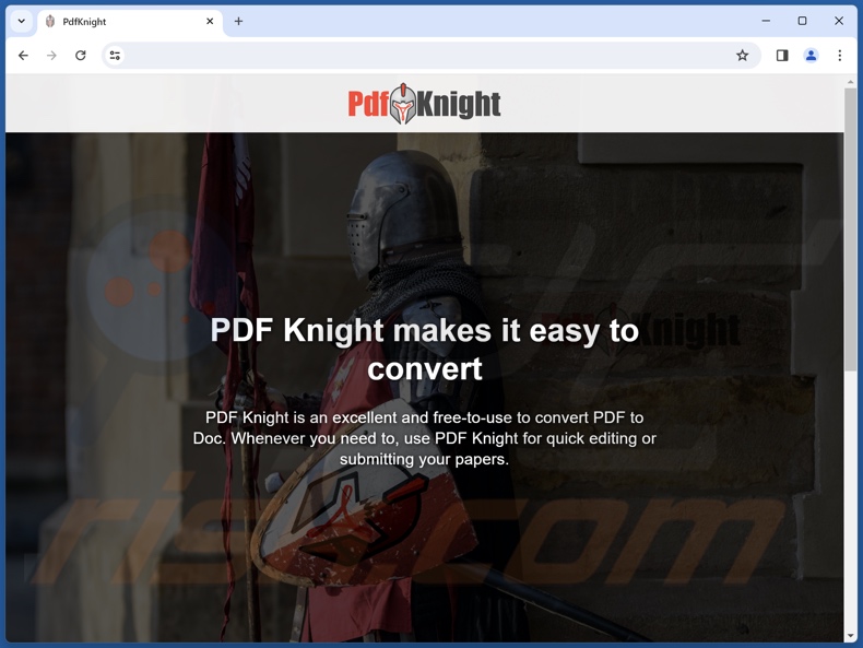 Website used to promote PdfKnight PUA